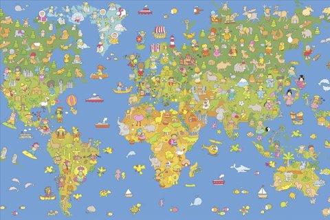 AS Creation XXL Kids 2010 World Map 0451-71 , 45171  2m x 1.33m Fototapete