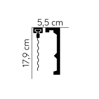 Mardom Decor eckige breite weiße Gardinenblende Polyforce QL056TNeu 200 x 17,9 x  5,5  cm