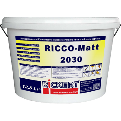 Rickert Ricco Matt 2030  preisgünstige Innenfarbe 5x12,5 Liter Farbton weiß