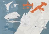 Tapeten Komar 8-4001  Fototapete "Star Wars  – Technical Plan"  blau/weiß/orange       