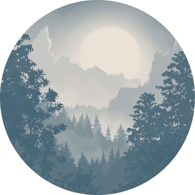 Tapeten Komar D1-039 Selbstklebende Fototapete/Wandtattoo Vlies  - Blue Valley - Größe 125 x 125 cm