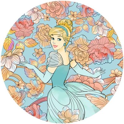 Tapeten Komar DD1-003 Selbstklebende Fototapete/Wandtattoo Vlies  - Cinderella Pastel Dreams - Größe 125 x 125 cm