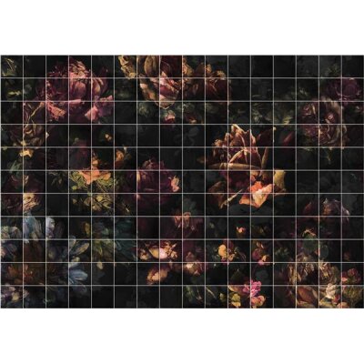 Tapeten Komar INX8-080 Fototapeten Vlies  - Tiles Flowers - Größe 400 x 280 cm