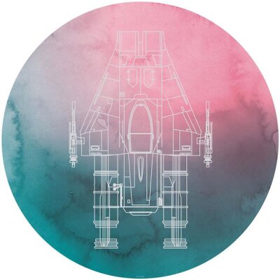 Komar Fototapeten DD1-026 Selbstklebende Vlies Fototapete/Wandtattoo - Star Wars A-Wing - Größe 125 x 125 cm