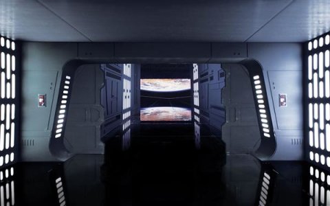 Komar Fototapeten 029-DVD4 Vlies Fototapete - Star Wars Death Star Floor - Größe 400 x 250 cm