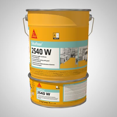 Sikafloor-2540 W, 2K , emissionsarme, wasserverdünnbare Bodenbeschichtung, Komponente A+B = 18 kg, Farbton kieselgrau