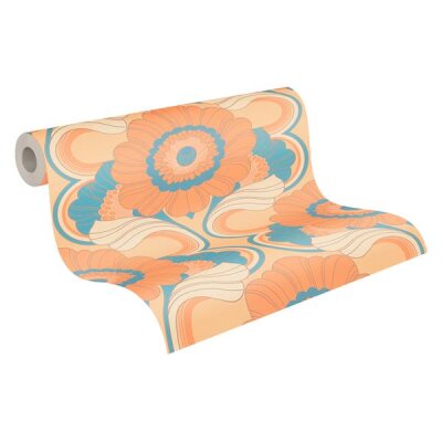 AS 395302 Tapeten A.S Creation Farbe Beige Türkis Orange Gelb Blau Retro Chic Vliestapete