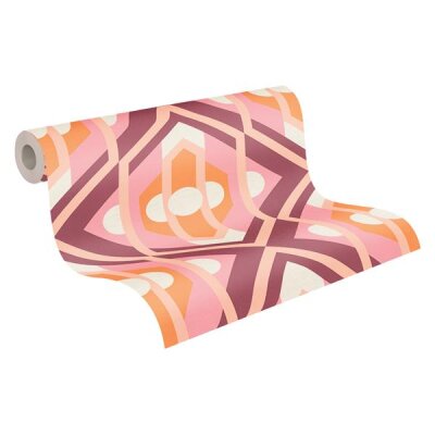 AS 395311 Tapeten A.S Creation Farbe Orange Rosa Weiß Lila Creme Retro Chic Vliestapete