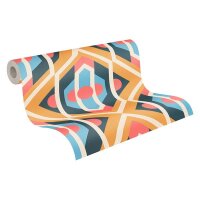 AS 395314 Tapeten A.S Creation Farbe Blau Gelb Rot Creme  Retro Chic Vliestapete