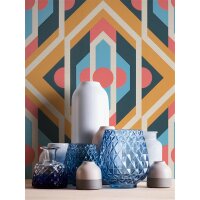 AS 395314 Tapeten A.S Creation Farbe Blau Gelb Rot Creme  Retro Chic Vliestapete