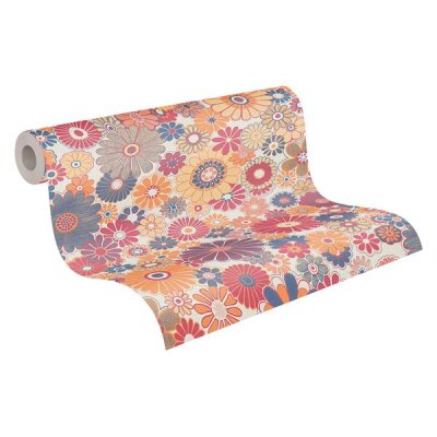 AS 395354 Tapeten A.S Creation Farbe Rot Blau Orange Gelb Creme Retro Chic Vliestapete