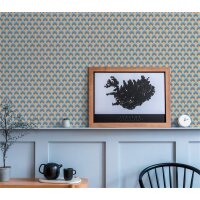 AS 395383 Tapeten A.S Creation Farbe Blau Braun Gelb Creme  Hellblau Retro Chic Vliestapete