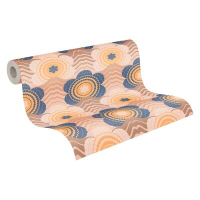 AS 395392 Tapeten A.S Creation Farbe Beige Braun Blau Gelb Orange Retro Chic Vliestapete