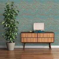 AS 396591 Tapeten A.S Creation Farbe Blau Türkis Gold   Stories of Life Satintapete