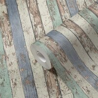 AS 959141 Tapeten A.S Creation Farbe Blau Braun Weiß  Elements II Vinyltapete