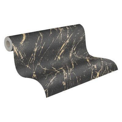 AS 393362 Tapeten A.S Creation Farbe Schwarz Gold Metallic  Elements II Profiltapete
