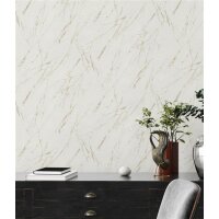 AS 393363 Tapeten A.S Creation Farbe Weiß Champagner Metallic  Elements II Profiltapete