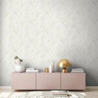 AS 393363 Tapeten A.S Creation Farbe Weiß Champagner Metallic  Elements II Profiltapete