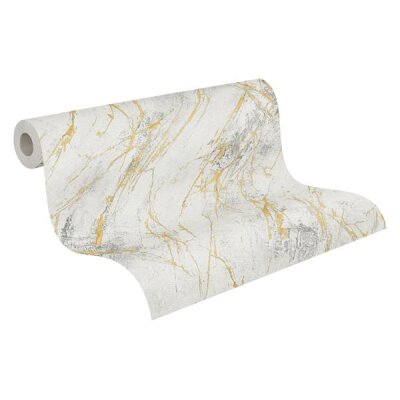 AS 388173 Tapeten A.S Creation Farbe Weiß Grau Gold Metallic Elements II Vinyltapete