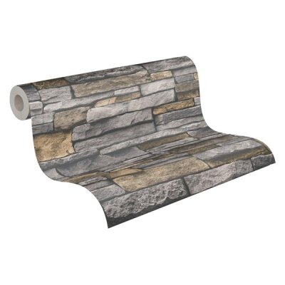 AS 388131 Tapeten A.S Creation Farbe Grau Beige   Elements II Satintapete