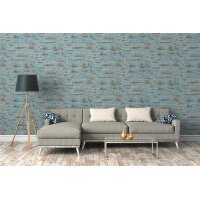 AS 374153 Tapeten A.S Creation Farbe Blau Braun orange  Elements II Vinyltapete