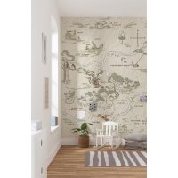 IADX4-042 Tapeten Komar Into Wonderland Winnie the Pooh Map Farbe braun, grau, schwarz Vlies Fototapete