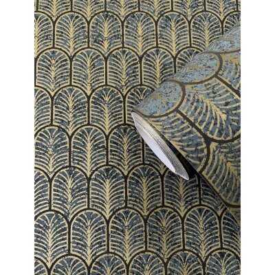 FVL6007 Tapeten Essener Lustre Farbe schwarz, blau, gold Vliestapete