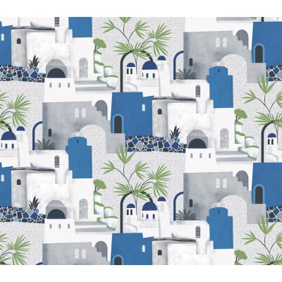 V166-3C Tapeten Essener Panorama 2 Farbe blau Wandbild