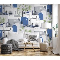 V166-3F Tapeten Essener Panorama 2 Farbe blau Wandbild