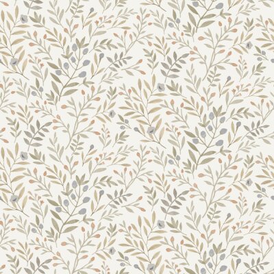 A78802 GranDeco Inia Grün – Muster Tapete Wohnzimmer, Vinyl Vliestapete, Natur Tapete modern