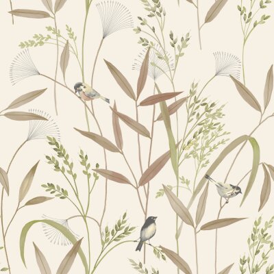 A83502 GranDeco Inia Beige – Muster Tapete Wohnzimmer, Vinyl Vliestapete, moderne Wandgestaltung