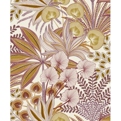 GrandecoLife Karuna Vinyltapete Rot Blättermotiv A69001 Jody – scheuerbeständig, 53 cm x 10,05 m