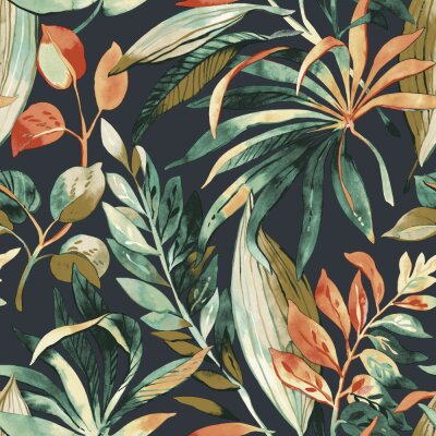 GrandecoLife Karuna Vinyltapete Orange Blättermotiv A71202 Inky Palms – scheuerbeständig, 53 cm x 10,05 m