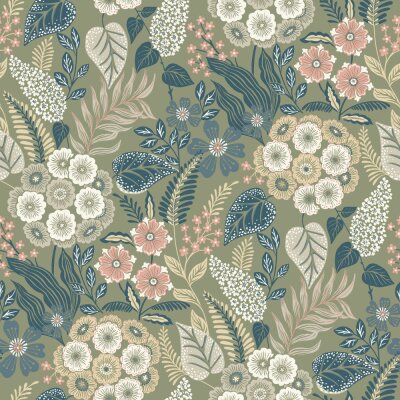 GrandecoLife Karuna Vinyltapete Grün A76603 Alice – scheuerbeständig, 53 cm x 10,05 m