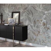 Erismann 22101-07-01 Pure Harmony Vliestapete Fototapete Blättermotiv Grau Natürlich
