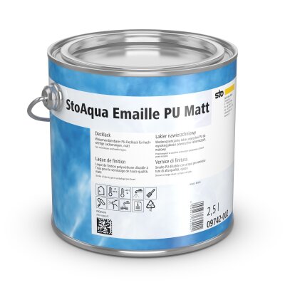 StoAqua Emaille PU Matt – PU-Decklack Weiß 2,5 l, matt