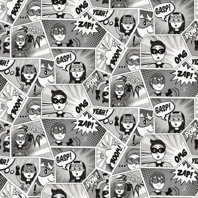 Essener Kids and Teens G78556 Vliestapete Comic grau schwarz