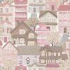 Essener Tapeten Kids and Teens G78602 Häuser Tapete rosa braun beige sand Vliestapete