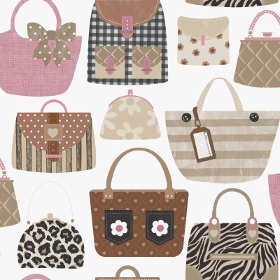 Essener Tapeten Kids and Teens G78582 Taschen Tapete braun beige rosa schwarz Vliestapete