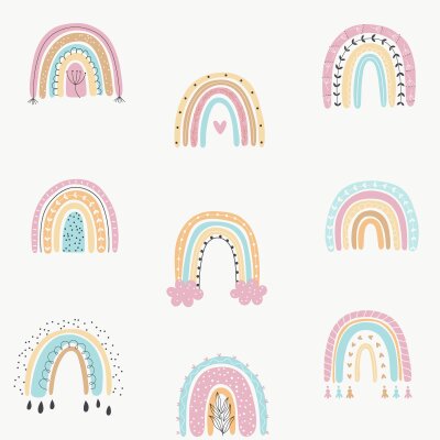 Essener Tapeten Kids and Teens G78586 Regenbogen Tapete gelb rosa türkis braun Vliestapete
