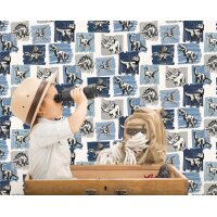Essener Tapeten Kids and Teens G78559 Dinosaurier Tapete blau grau taupe schwarz Vliestapete